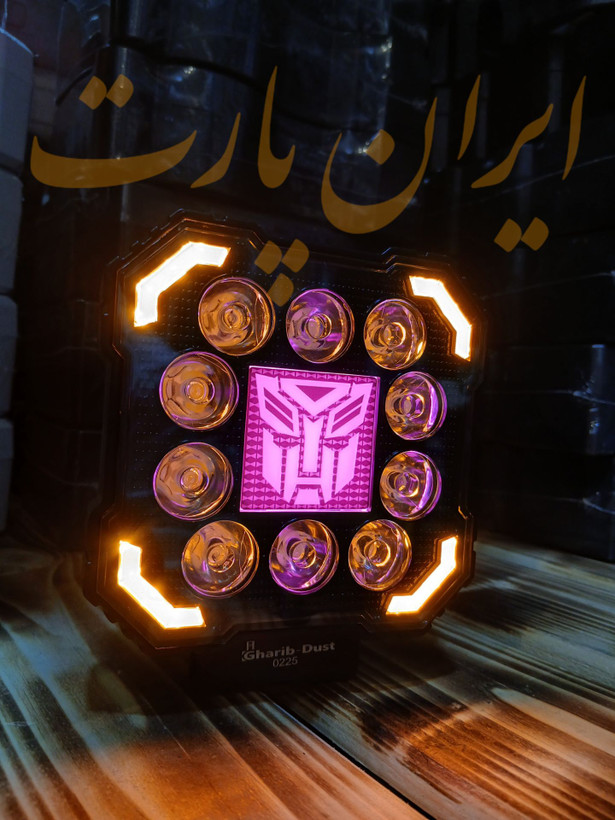 چراغ پروژکتور مربعی ۱۰ لنز و چشمک زن استوپی طرح ربات(بسته ۱ عددی)